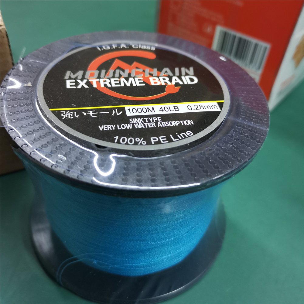 [US Direct] MOUNCHAIN Braided 4 Stands Strong Multifilament 1000m Mounchain Fishing Line blue_0.28mm-40BL