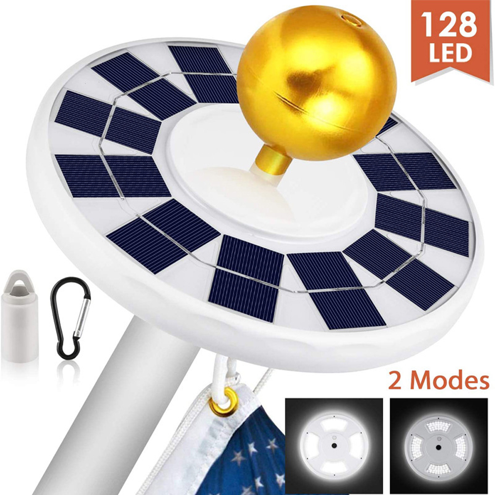 128led Solar Flagpole Light Built-in 2600mah Battery Energy Saving