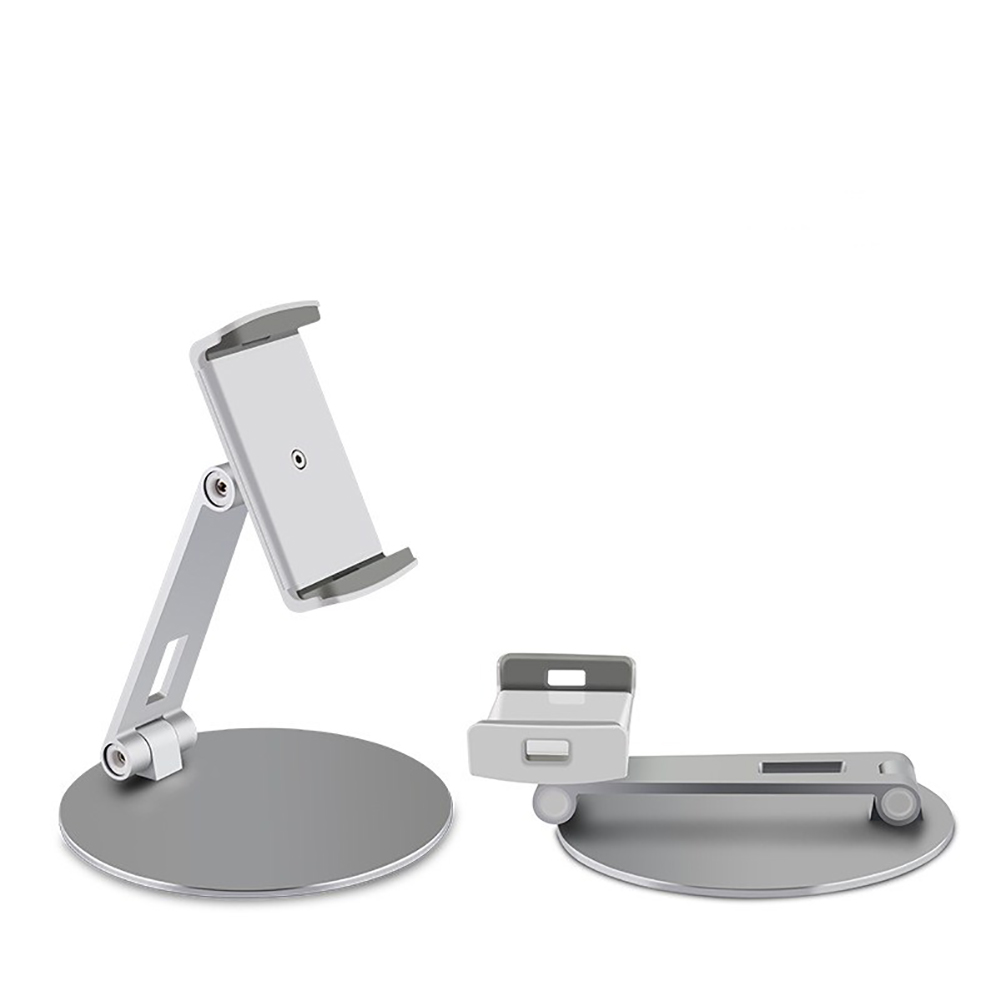 Mobile Phone Tablet Stand Desktop Aluminum Alloy Holder Adjustable Collapsible Phone Holder for 4-14 Inches Silver