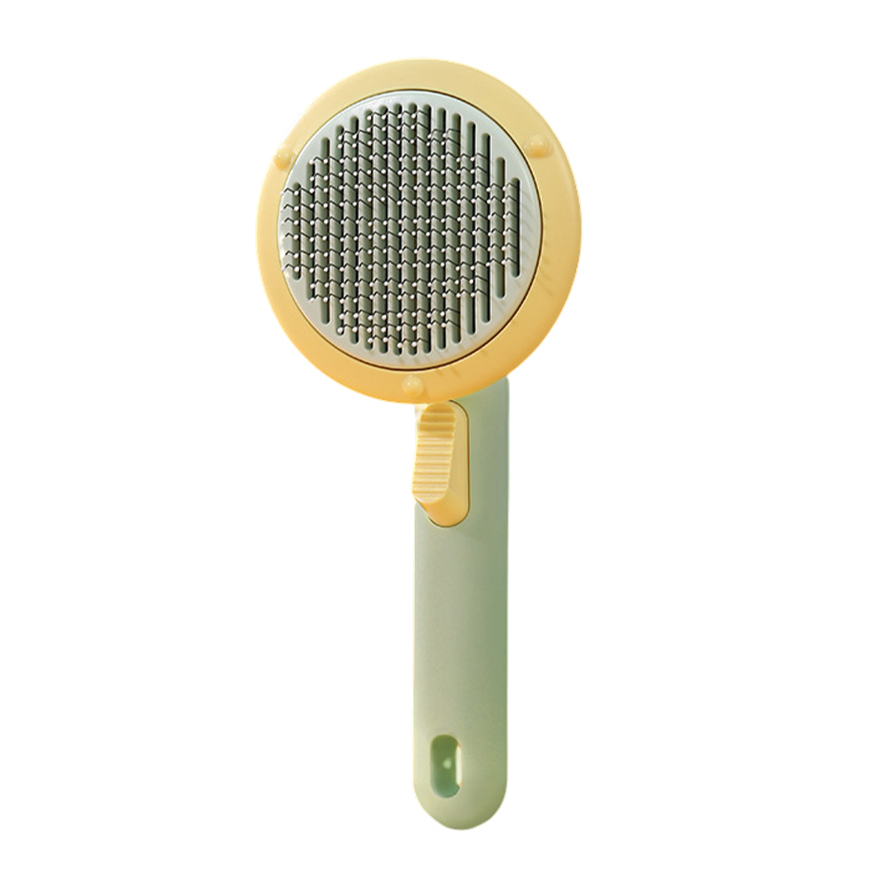 Pet Grooming Brush Hair Removal Comb Shedding Brush Self-cleaning Needle Comb Massage Tool Pets Supplies Avocado color
