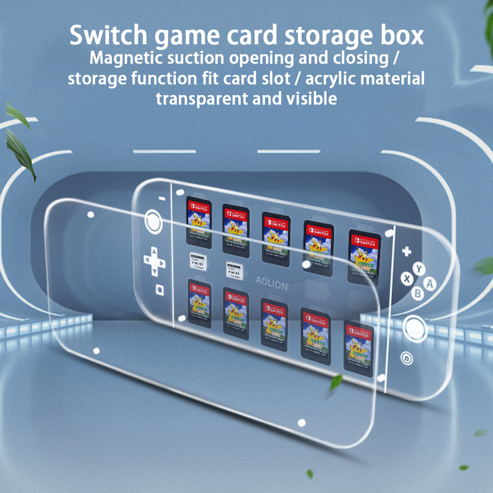 14-in-1 Magnetic Transparent Game  Card  Storage  Box Protective Cover Compatible For Switch Game Card Transparent