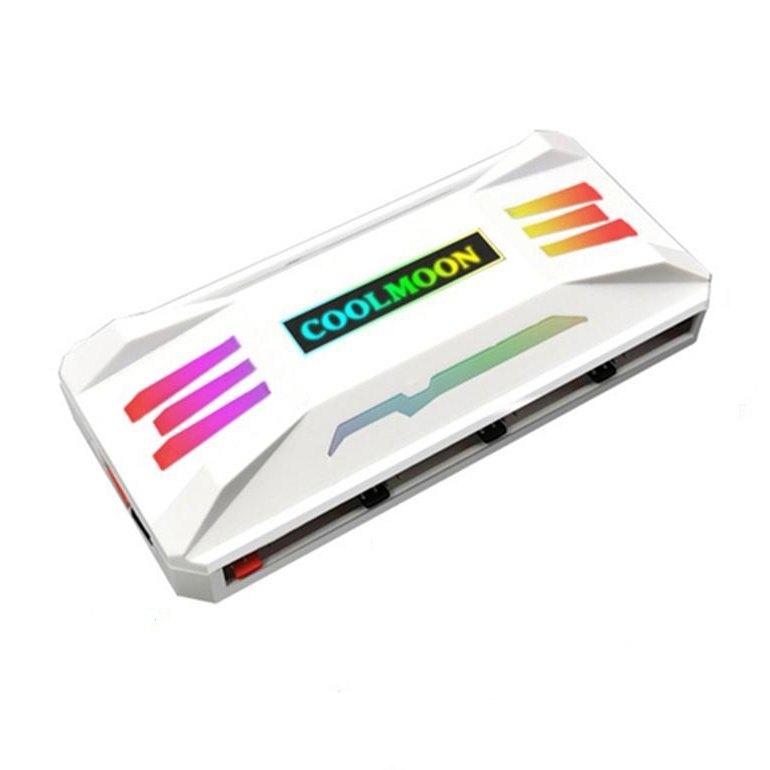 Coolmoon P-argb Controller 4-pin Pwm 5v 3pin Smart RGB Remote Controller Chassis Fan Hub Pc Case Cooling Fan White