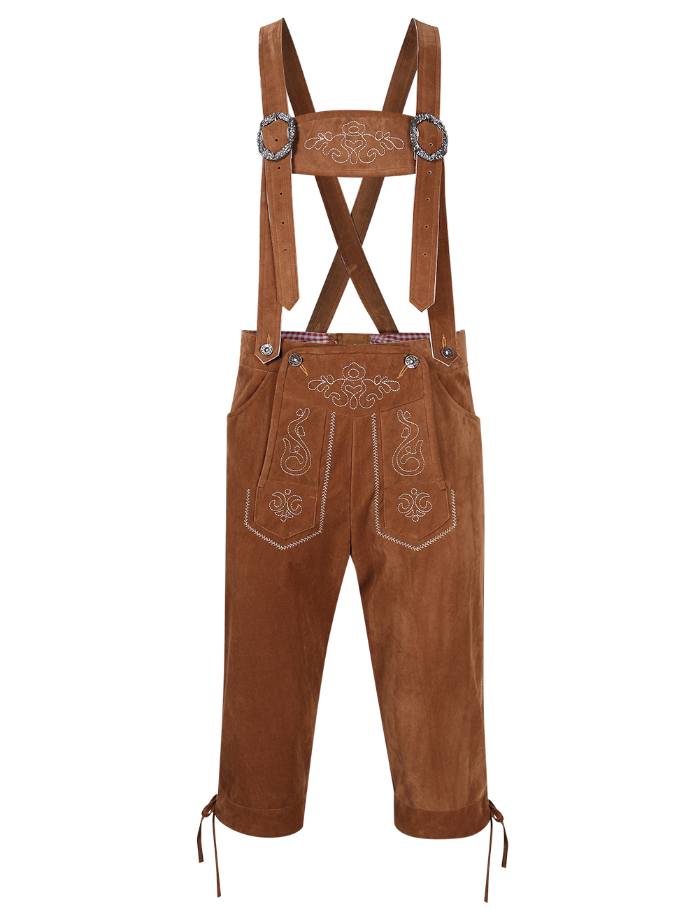 Clearlove Men's Stylish Embroidery Strap Pants Vintage Faux Fleece Party Dress Pants for Oktoberfest