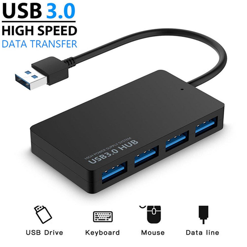 Treasure High-speed Usb 3.0 Hub Multi Usb Splitter 4-port Multiple Expander Adapter Computer Accessories For Laptop Pc black