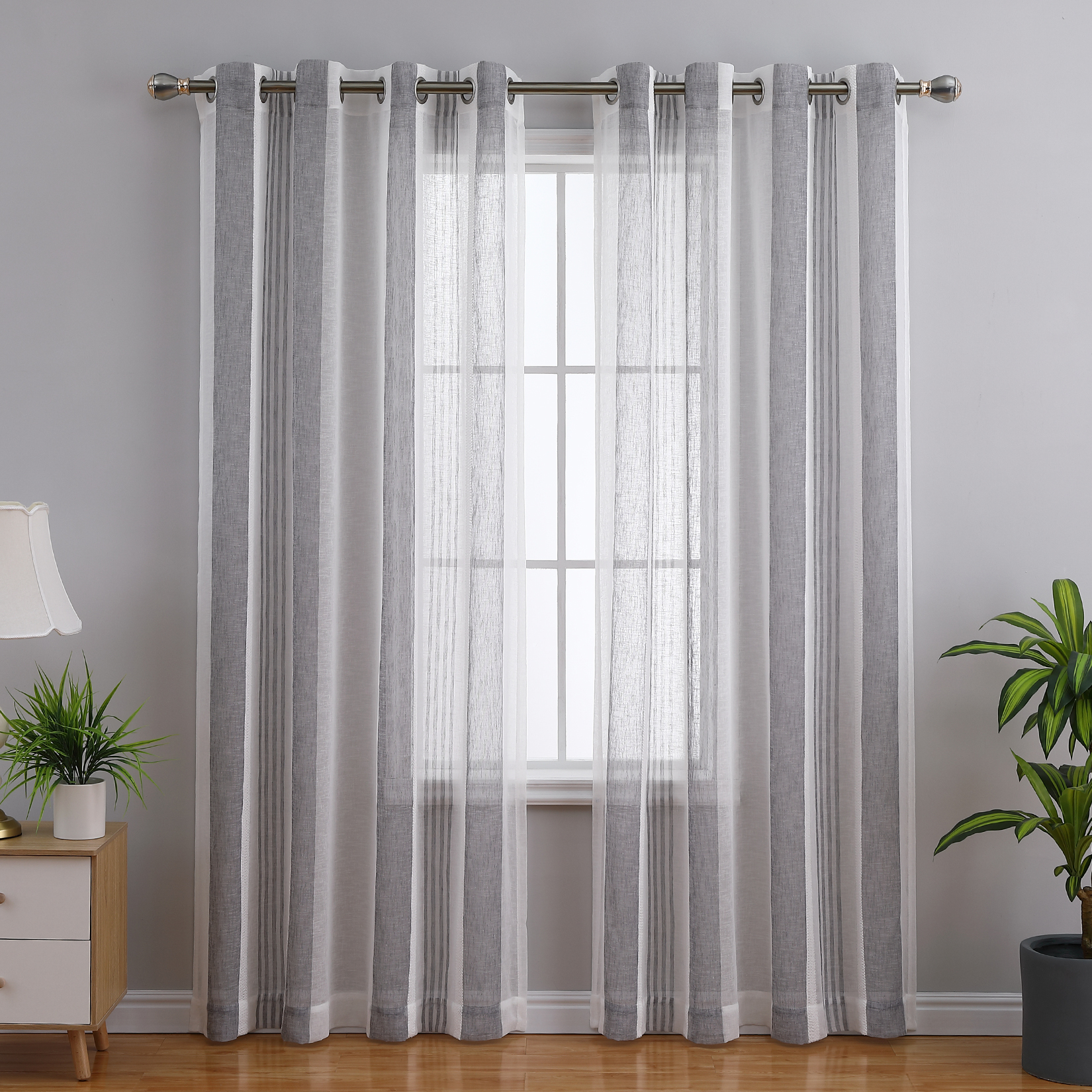 US CAROMIO 52 inch W Sheer Curtains for Living Room Bedroom Dark Grey 52 inch W x63 inch L