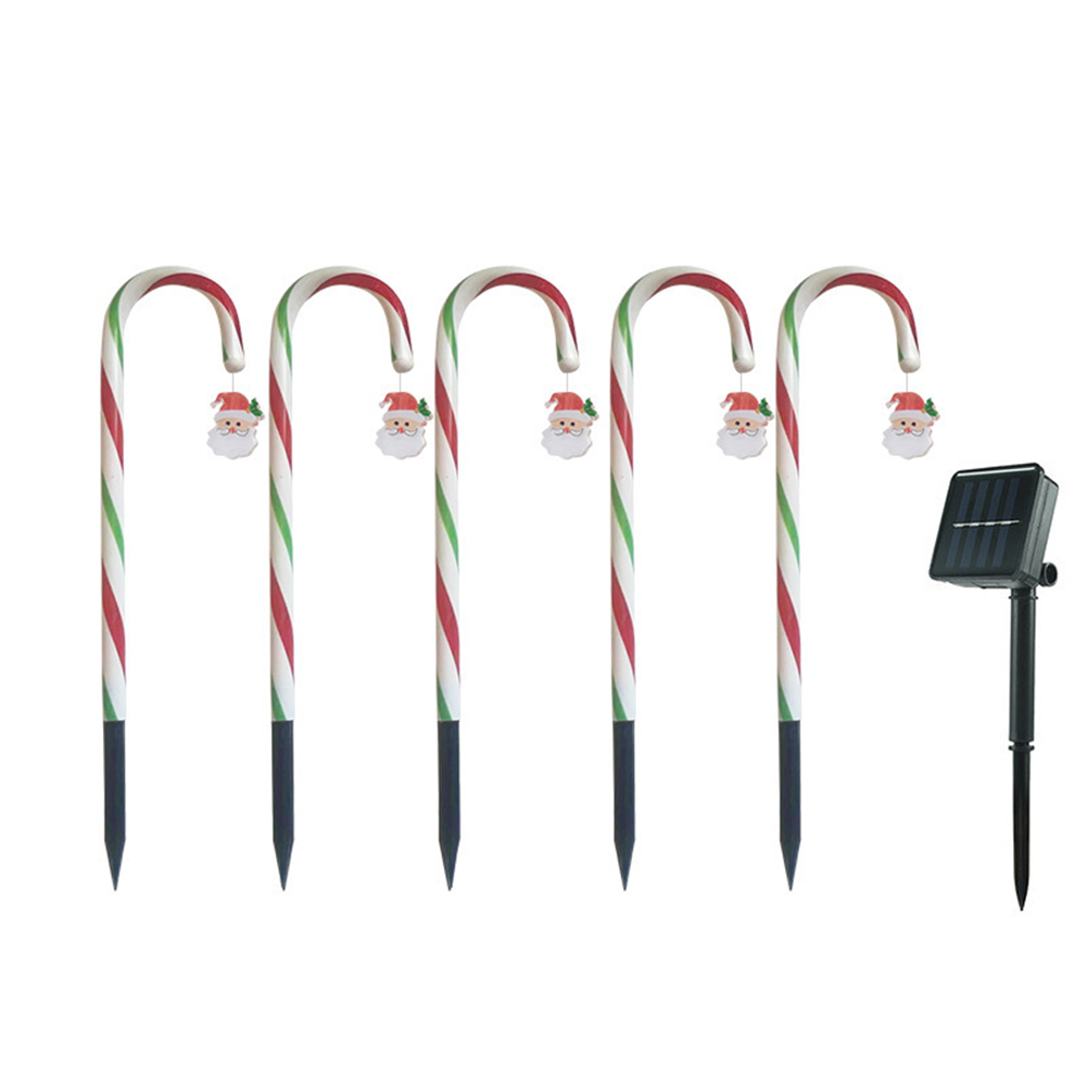 Christmas Solar Candy Cane Light with Pendent Led Ground Plug Crutch Lamp