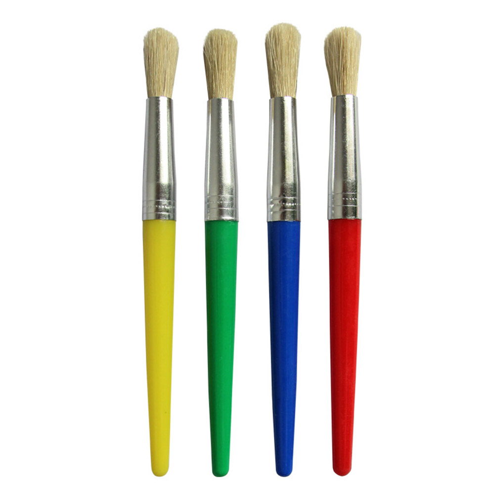 4pcs/set Candy Color Plastic Handel Paint Brush Bristel Brushes for Children Oil Watercolor Painting