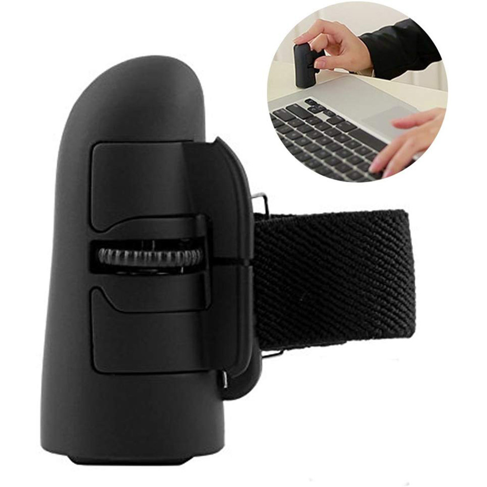 Mini Wireless Finger Ring Mouse Ergonomic Handheld Optical Travel Mice (2.4g Version) black