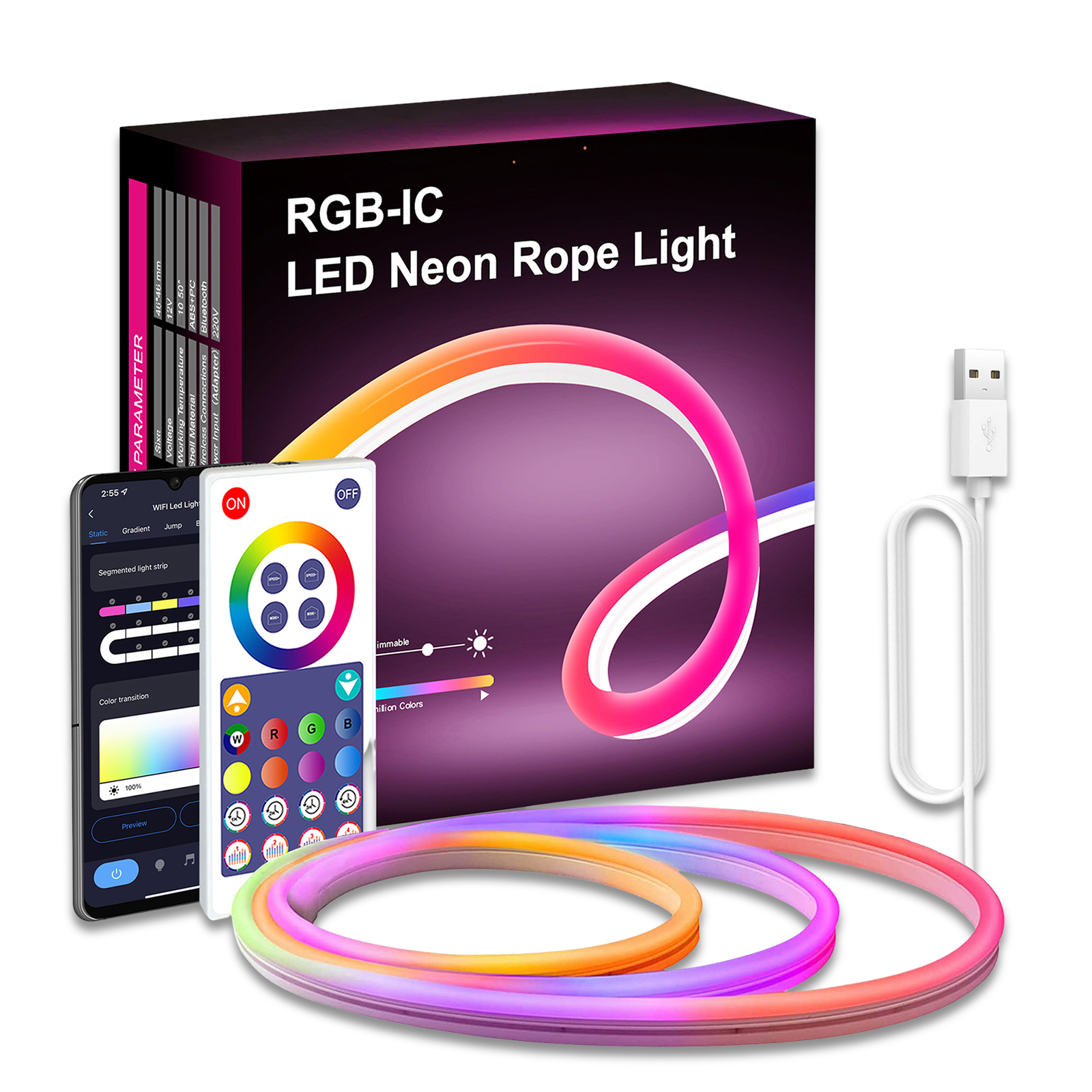 Led Neon Light Graffiti Wifi Bluetooth Strip Light 3 Meters