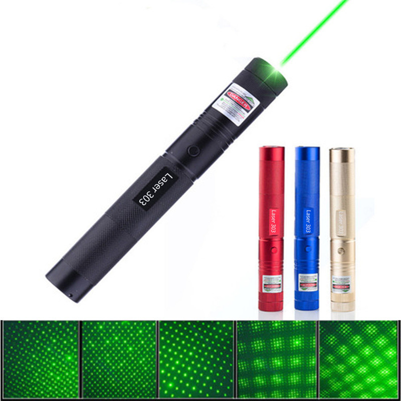 High Power Pointer Sight 303 LED Flashlight Cover Dots Flashlight with Charger Battery Gold_Green light