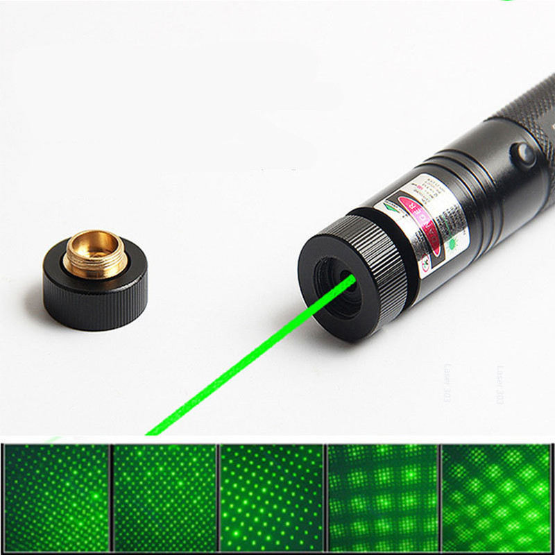 High Power Pointer Sight 303 LED Flashlight Cover Dots Flashlight with Charger Battery black_Green light