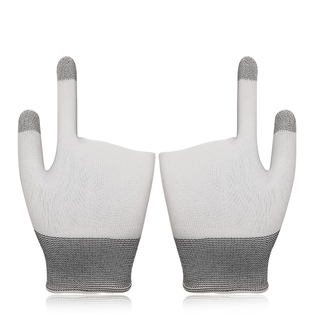 1 Pair 2-finger Gaming Gloves Breathable Anti-sweat Compatible For Pubg Gaming Eat Chicken Touch-screen Fingertips white pair