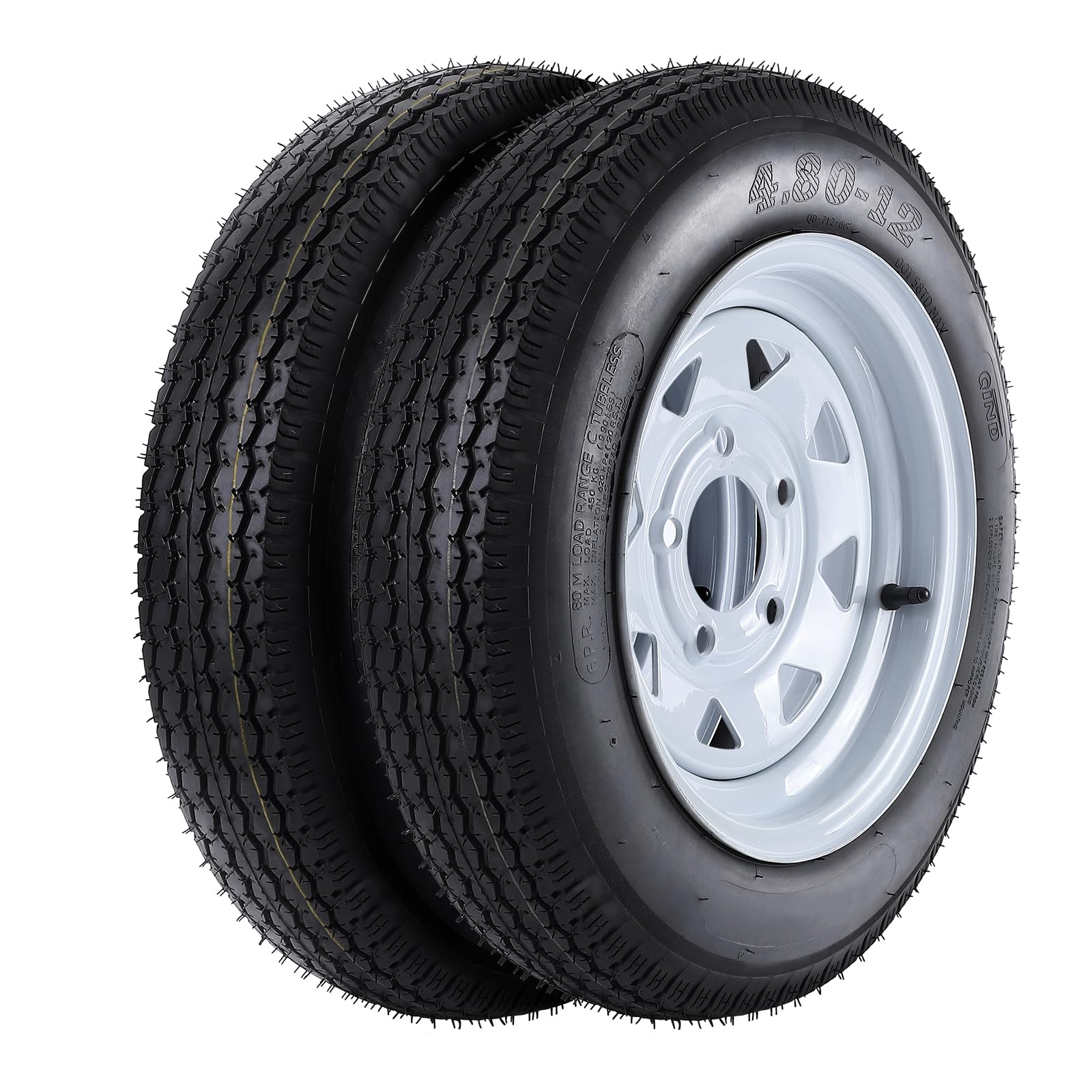 US GARVEE 2 Pack 480-12 4.80x12 4.80-12 4.8-12 Trailer Tires with 12 Inch Rims