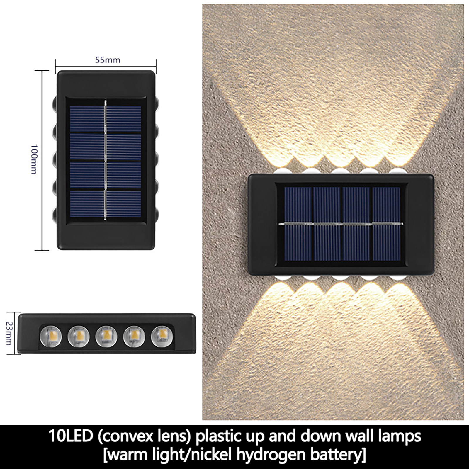 2 Pack Solar Up Down Wall Lights Outdoor Sconce IP65 Waterproof Solar Fence Light