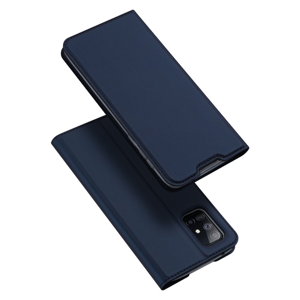 DUX DUCIS For Samsung A71 5G Leather Mobile Phone Cover Magnetic Protective Case Bracket with Cards Slot Royal blue