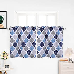 US HAPERLARE 2pcs Pocket Window Curtain Set Polyester Cotton Kitchen Tiers