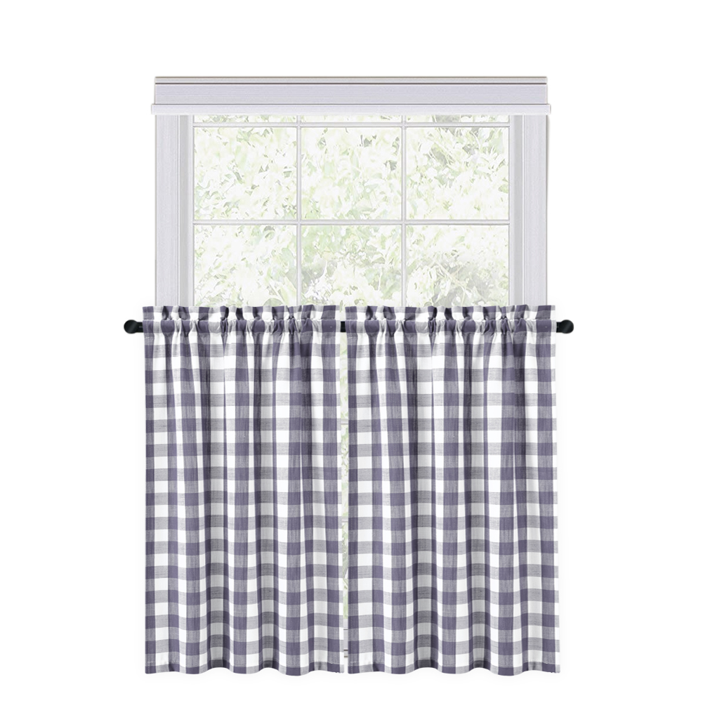 US BUFFALO 2pcs Check Rod Pocket Window Curtain Small Window Curtains Set