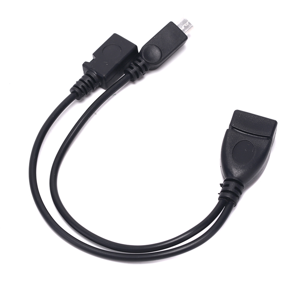 2 In 1 Micro Usb Otg Data  Cable Host Power Y Splitter Can Be Externally Powered For Mobile Phone Tablet Compatible For Android Windows black