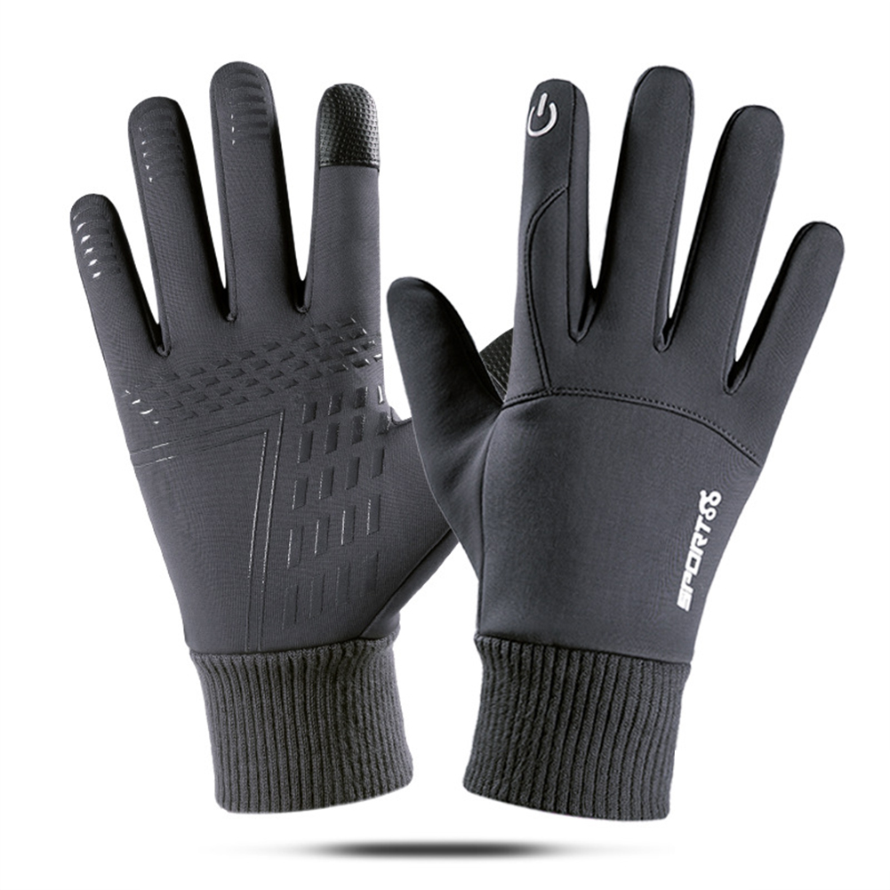 Touch Screen Running Gloves Lightweight Non-slip Warm Villus Gloves Men Women Waterproof Motorcycle Gloves gray_One size