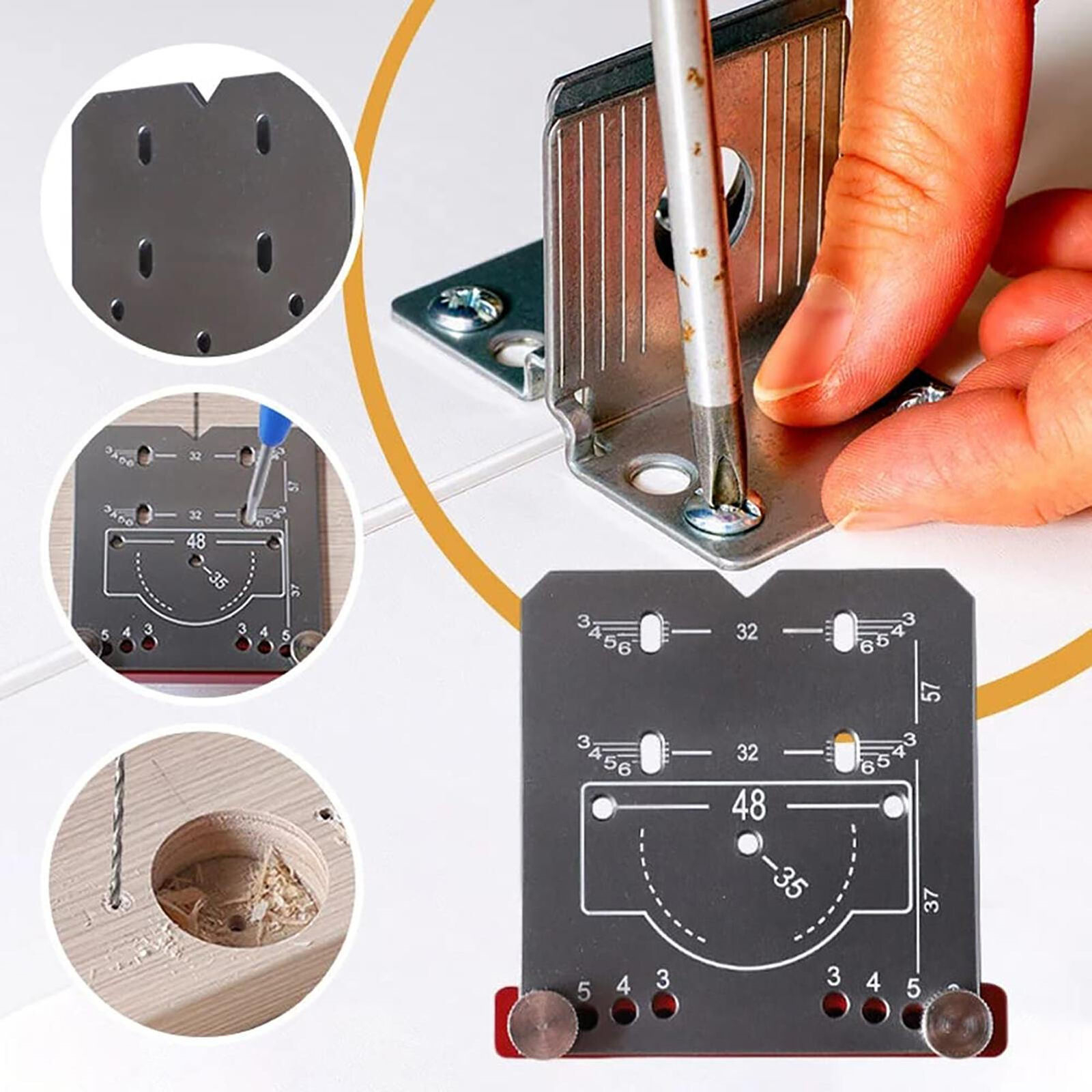 Accurate Locking Hinge 35mm Drilling Jig Hole Guide Hole Puncher Locator Hinge Jig Drilling Hole Puncher Aluminum Alloy Woodworking Tool