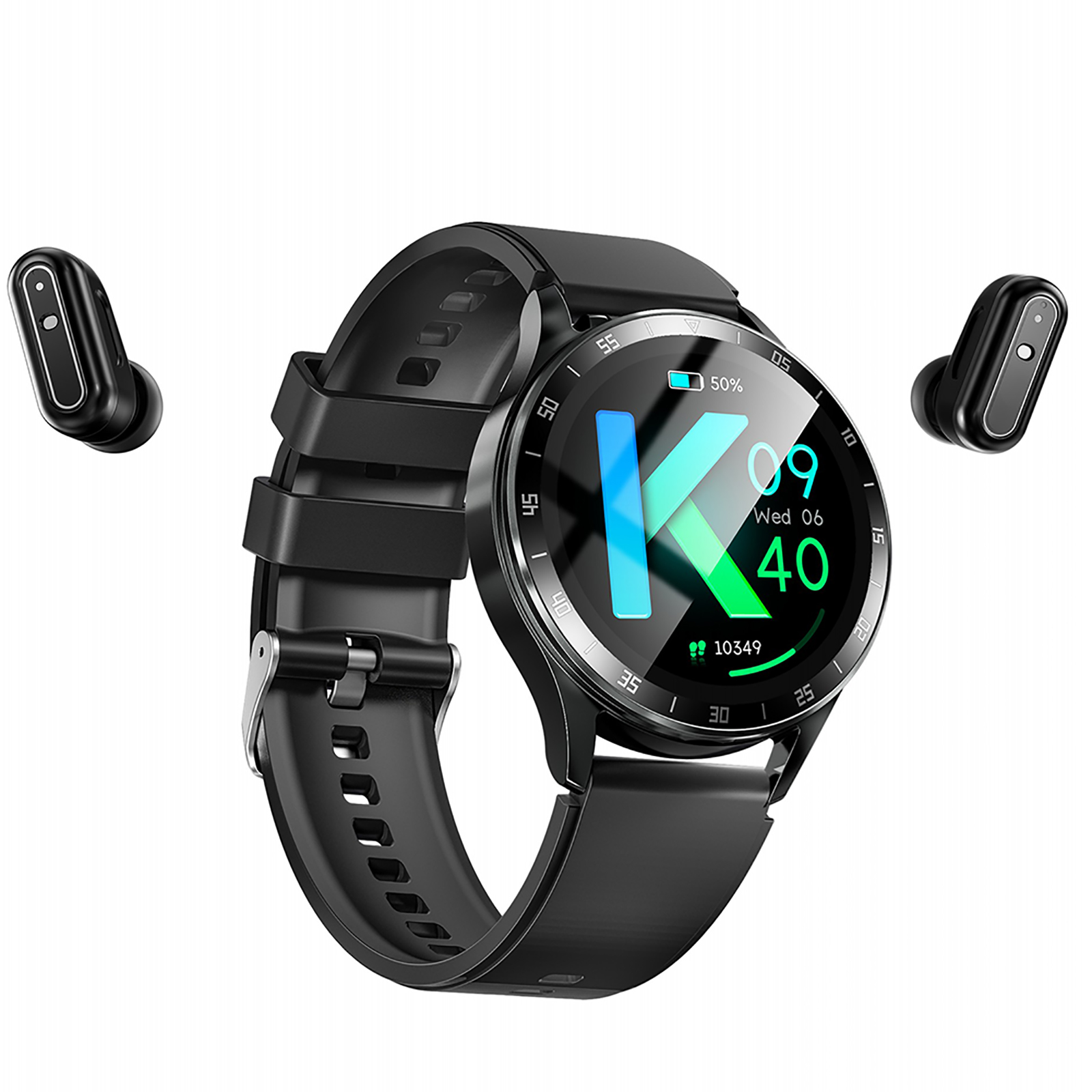 X10 2 In 1 Smart Watch with Earbuds IP67 Waterproof Fitness Tracker with Heart Rate Monitoring Watches with Earbuds Black