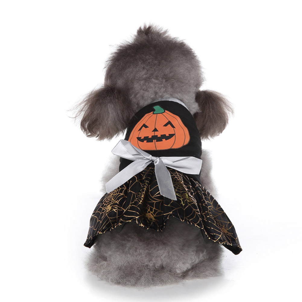 Halloween Dog Wizard Dress Pumpkin Pattern Christmas Cosplay Costume Pumpkin Spider Web_S