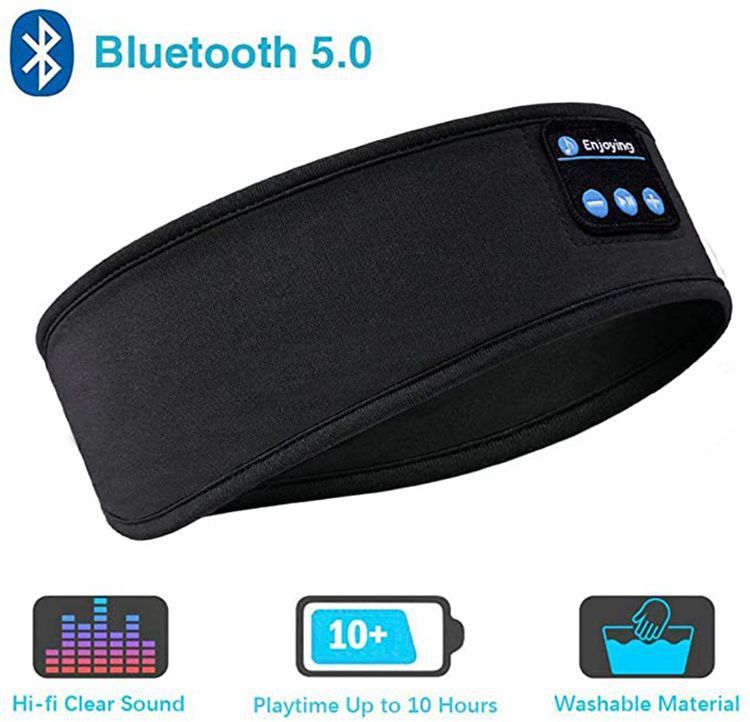 Sleep Headphones Bluetooth Headband-Wireless Sports Headband Headphones with Ultra-Soft Music Headband black