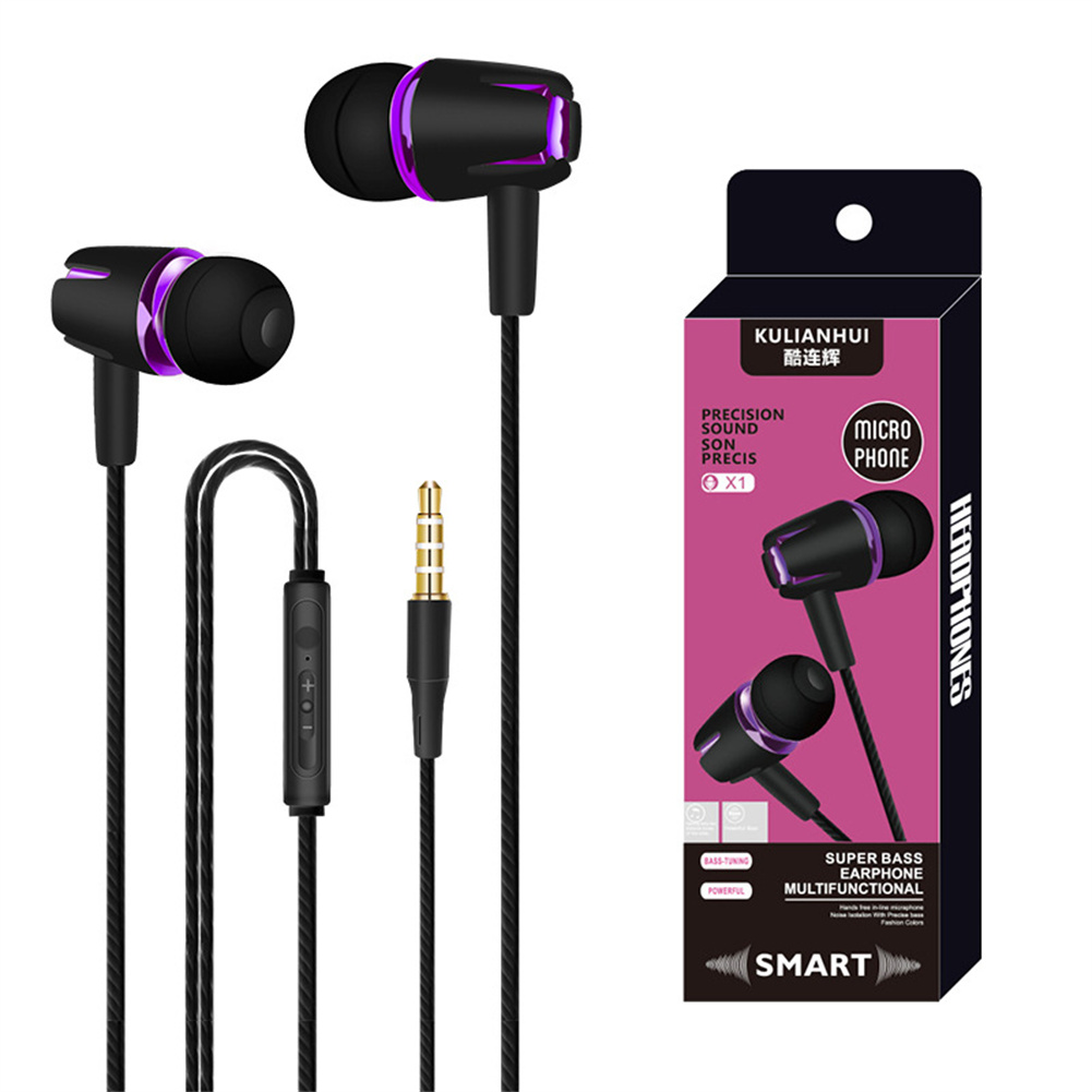 Wired Subwoofer Headphones Bass Stereo In-ear Earbuds with Mic