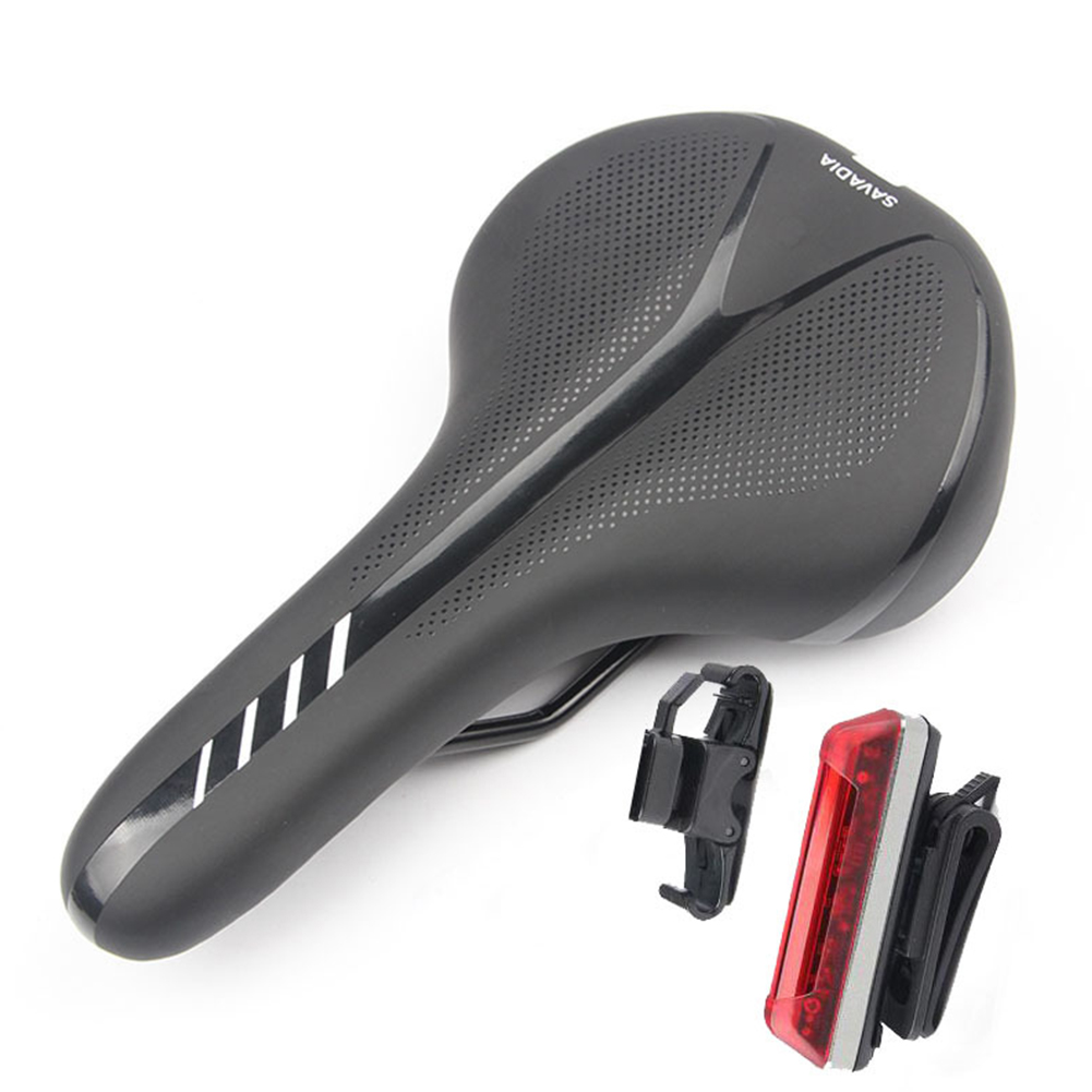 Mountain Bike Cushion with Light Bike Saddle Thicken Silicone Rear Lights Bike Seat Black and white +2282 tail light_270*144mm