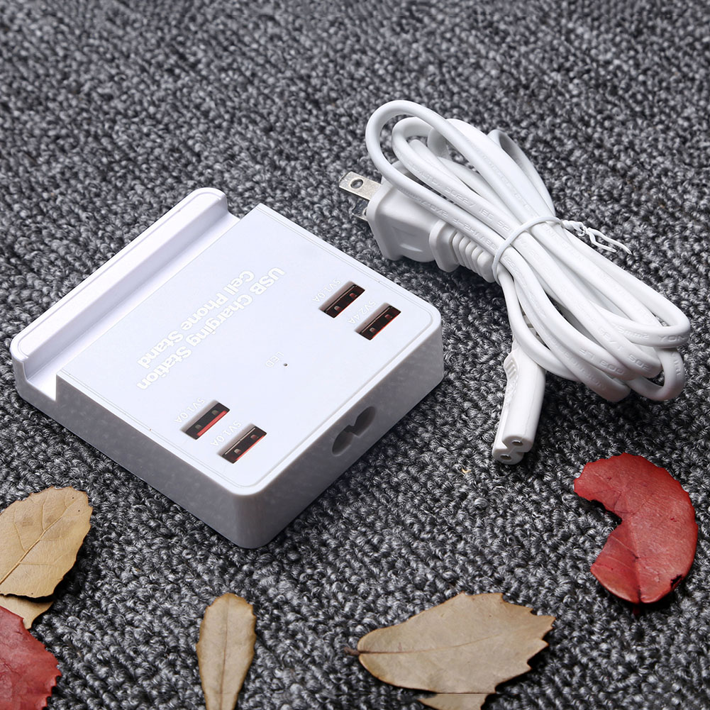 4 USB Ports Mobile Phone Travel Charger Fast Charge Multi-port Smart Bracket USB Charger UK Plug