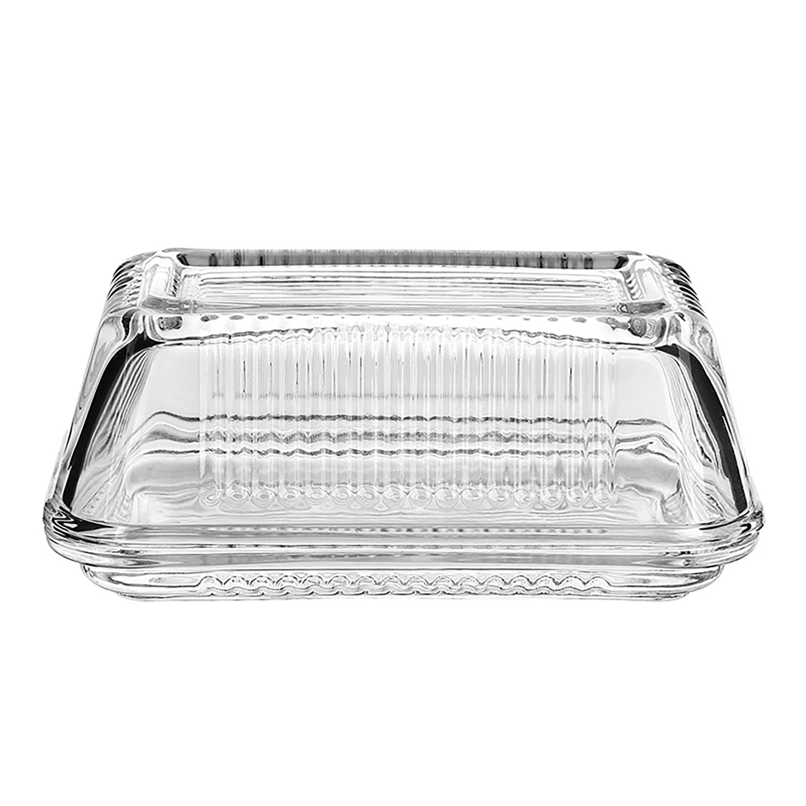 Glass Butter Dish With Lid Fancy Butter Stick Holder Rectangular Cheese Dessert Cake Tray Butter Stick Keeper Tray Vintage Style Butter Container Transparent Butter Dish transparent