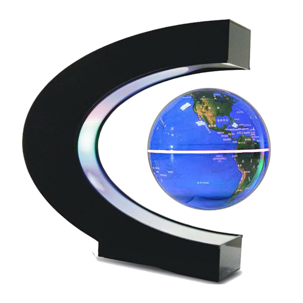 Magnetic Levitation Globe With LED Light C Shape Base Floating World Map Globe