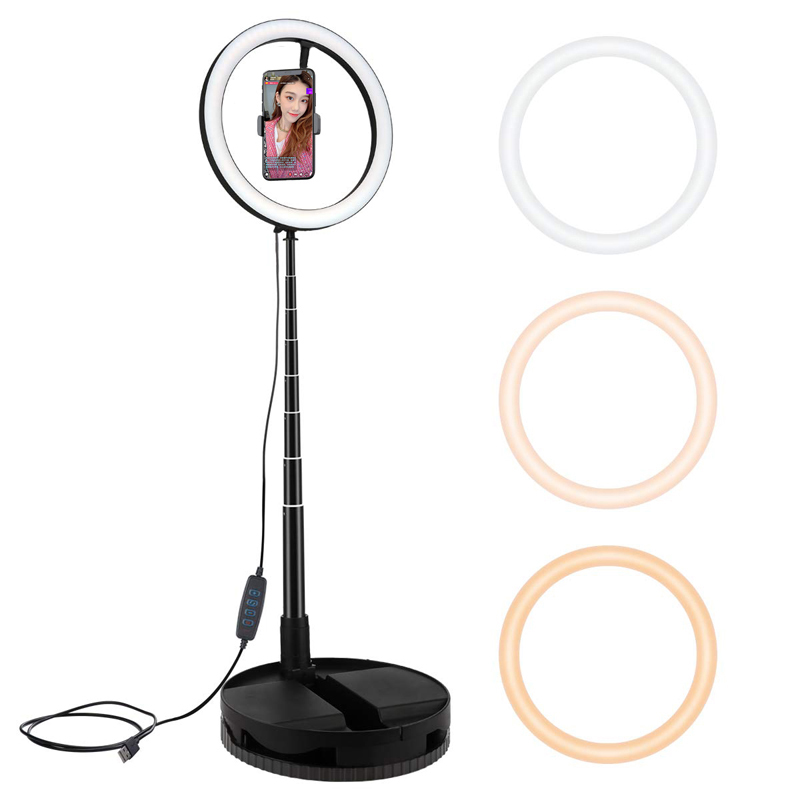 Photography Studio Ring Light Stand Foldable Lamp for Photo Video Selfie Makeup Fill Light G1 Live fill light black