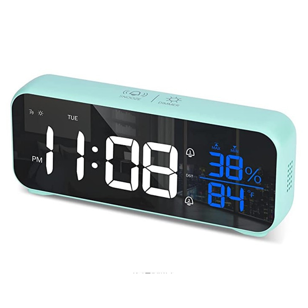 Led Digital Alarm Clock 12  24 Hour Adjustable Volume Brightness Mirror Clocks