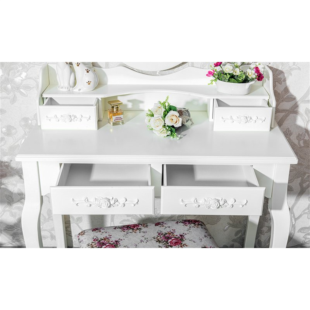 Us Mirror Dresser Mdf Solid Wood Modern Concise 4-drawer White