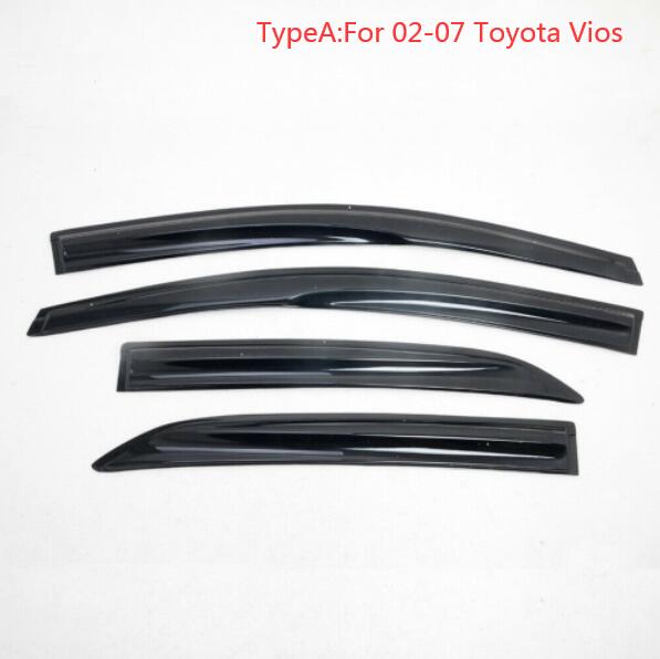 4PCS  Sun Rain Visor Window Shield Deflector For Toyota Vios Sedan Model 02-07