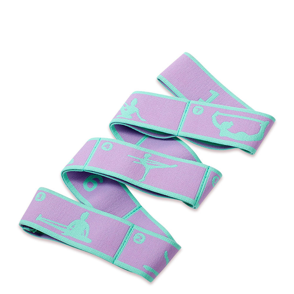 Yoga Stretch Resistance Bands Soft Non-slip Multifunctional Weight Loss Fitness Elastic Band For Physical Therapy Purple Cyan
