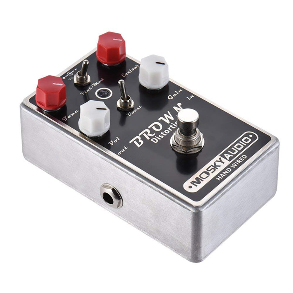 Guitar Effector Manual Metal Distortion Effect Pedal with LED Black+silver