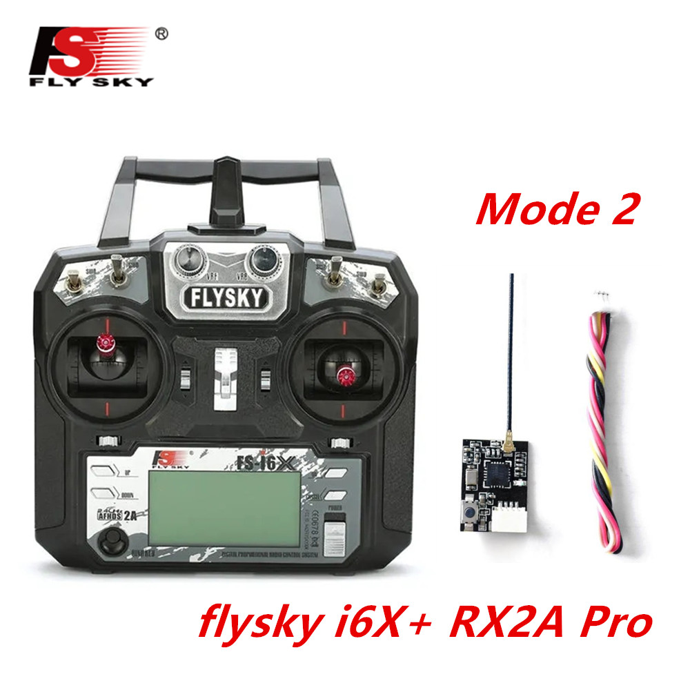FLYSKY FS-i6X FS i6X 2.4GHz 10CH AFHDS 2A RC Transmitter X6B iA6B A8S iA10B iA6 Fli14+ Receiver for RC FPV Racing Drone Left hand single control+RX2A Pro V1
