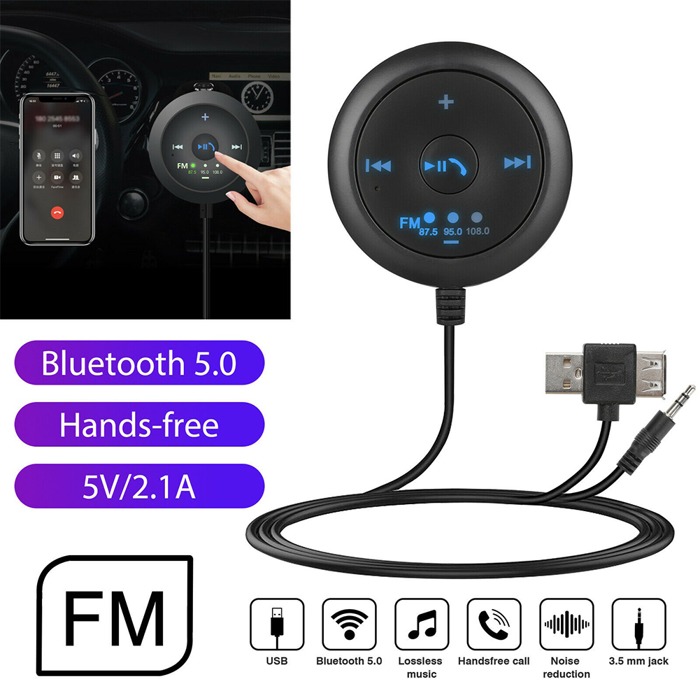Car  5.0  Bluetooth-compatible  Receiver  Transmitter Mp3 Music Player Handsfree Calling Navigation Adapter Black