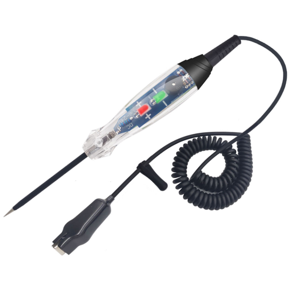 Car Led Circuit Tester Sound Light Alarm Measuring Pen Double Led Indication Light Fault Maintenance Detector 6-24v black