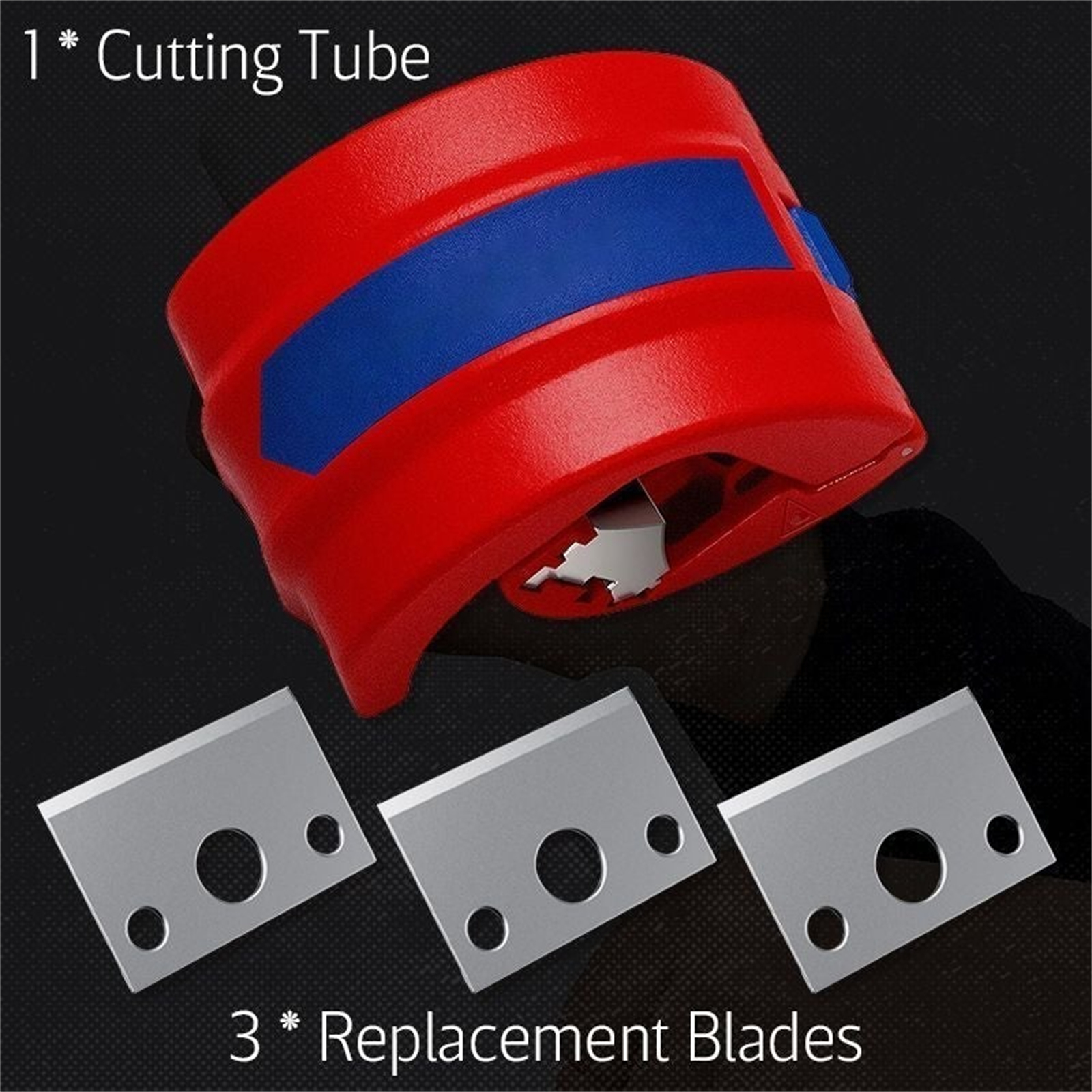 Portable Pipe Cutter 20-50mm 180 Degree Rotatable Pvc/pu/pp/pe Pipe Wire Cable Cutting Tool With 3 Blade [red Pipe Cutter] + 3 blades