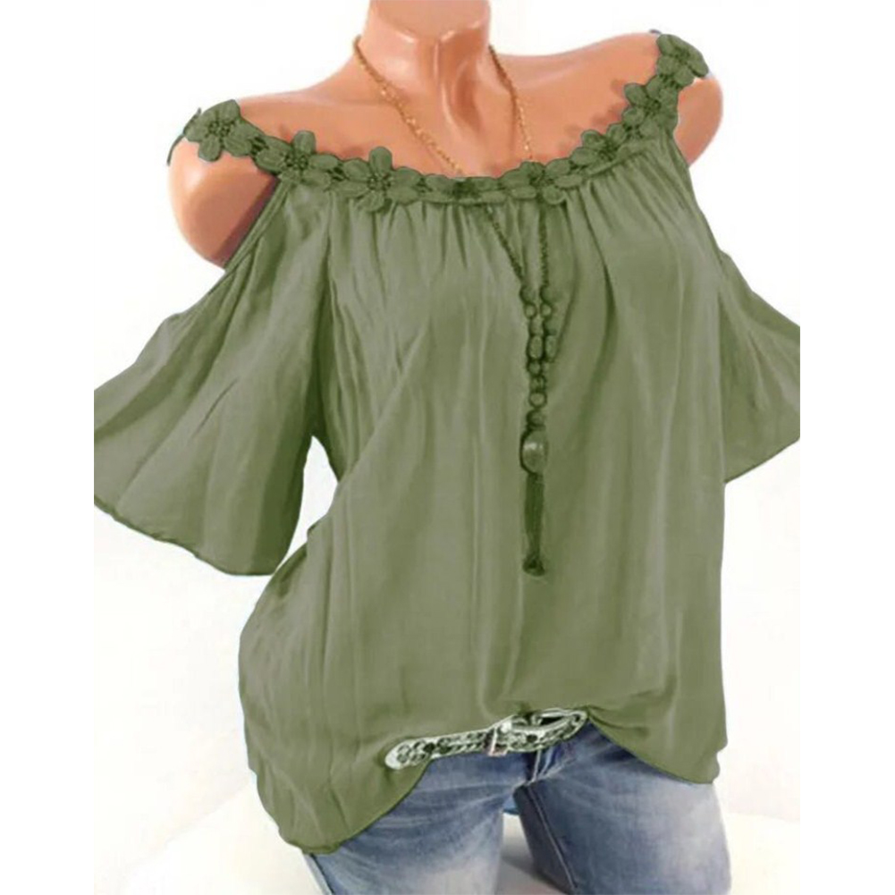 Wholesale Women Fashion Sling Tops Off Shoulder Flower Solid Color ...
