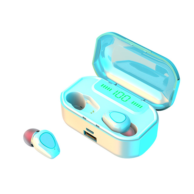 Bluetooth Headset Bluetooth 5.0 Earphone LED Wireless Headphone Headset Earbuds TWS Waterproof Sport Earphones white