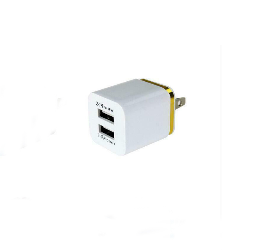 USB Double Wall Fast Charger Adapter 1A 2A 5V for Android / Galaxy / iPhone  Gold EU plug