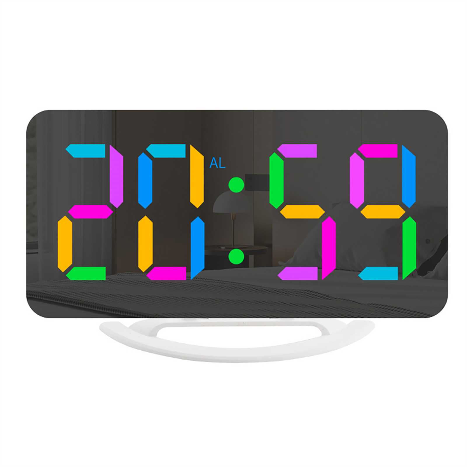 RGB Digital Alarm Clock With 11 Color Modes 3 Level Brightness 2 USB Ports LED Mirror Clock