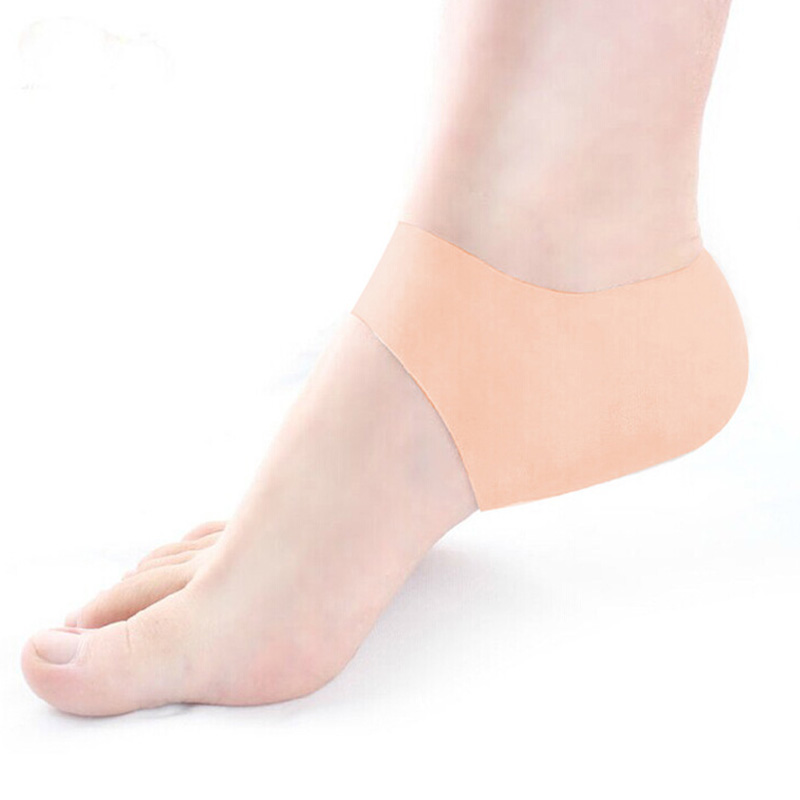 [EU Direct] Skin Softening Medical Grade Silicone Gel Heel Sleeves for Dry Cracked Heel with Protective Cushioning and Plantar Fasciitis Pain Relief 1 Pair Beige