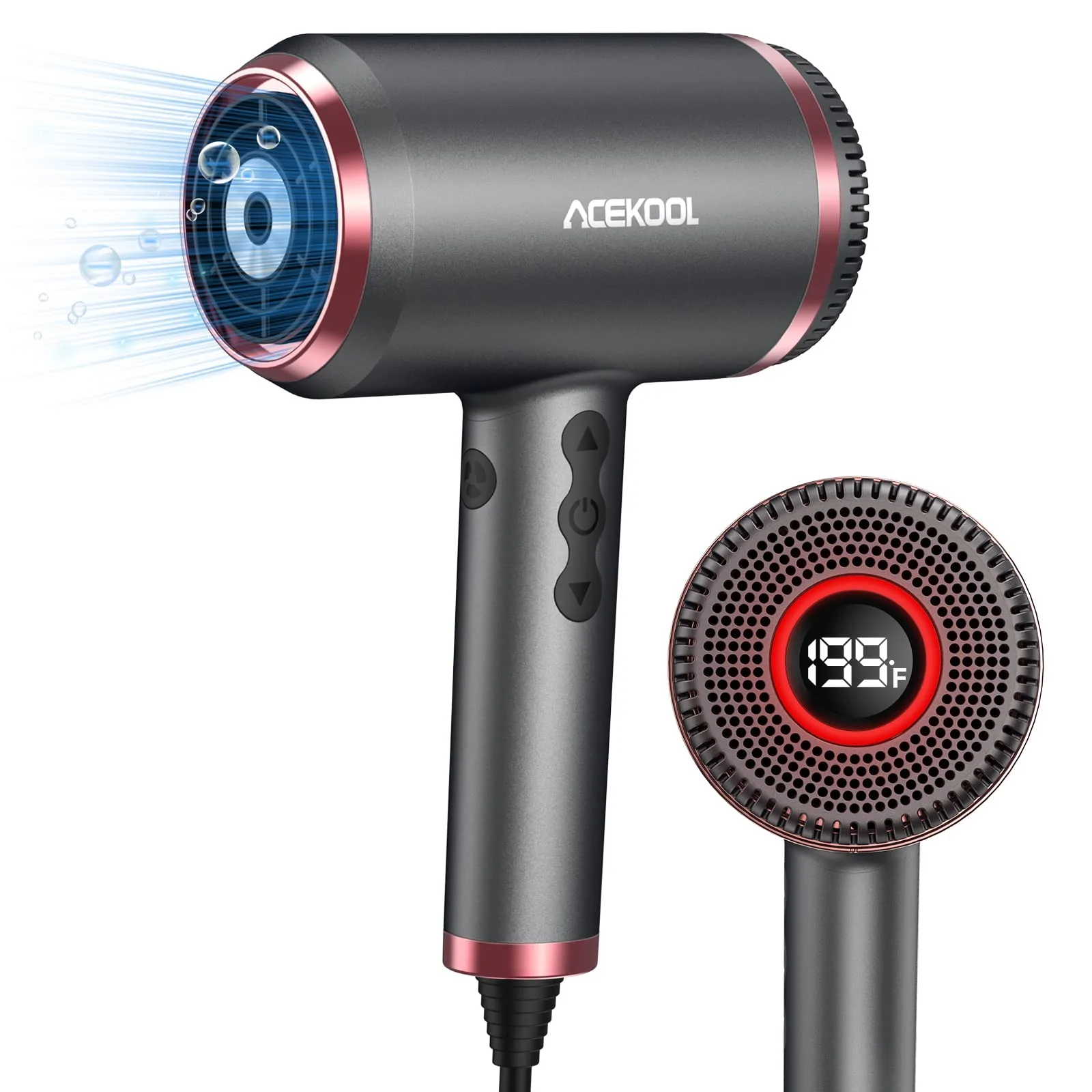 US ACEKOOL Ionic Hair Dryer HB1 Blow Dryer with LED Display US Plug