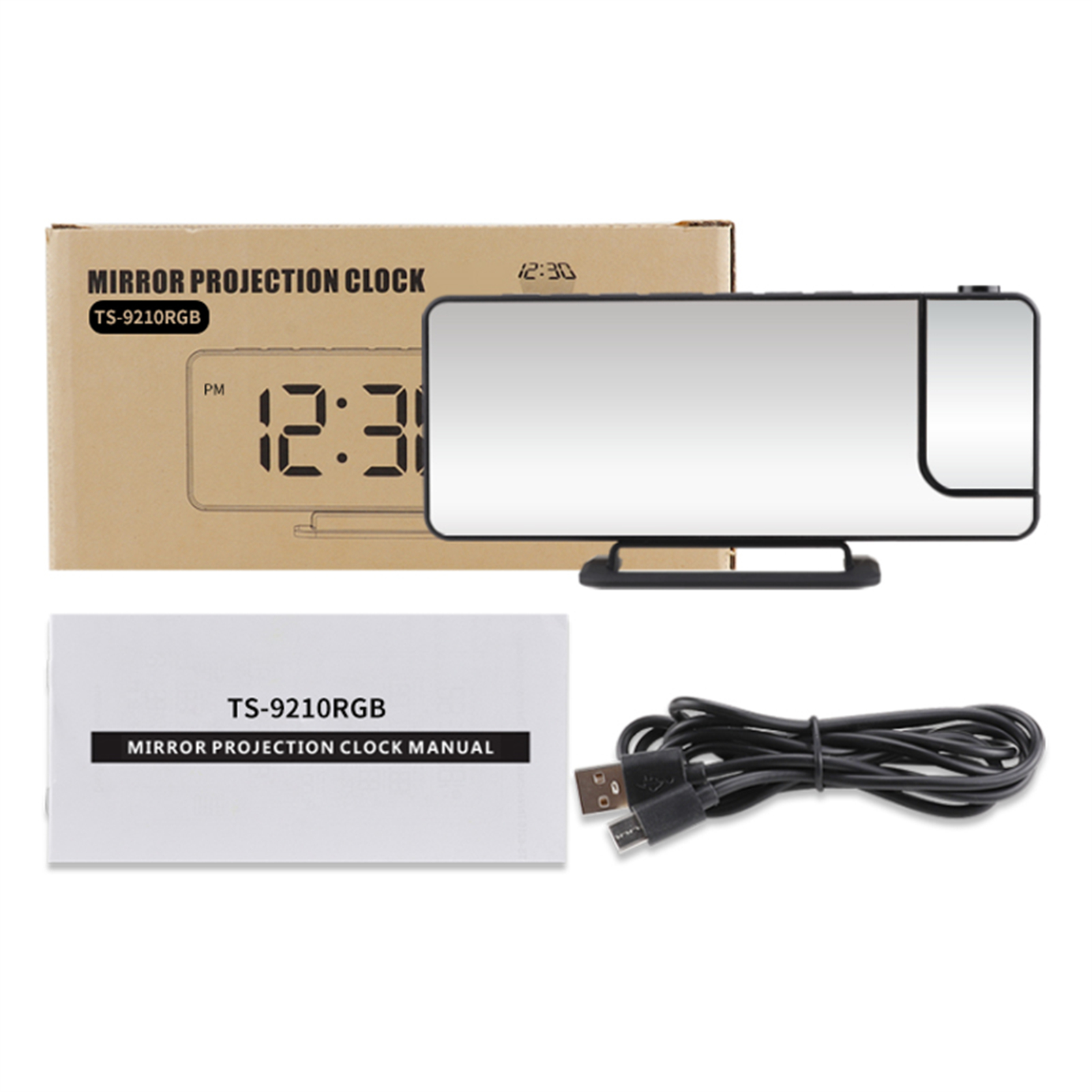 Projection Alarm Clock RGB Digital Display Projector LED Screen Loud Desk Clock LEDProjection Alarm Clock For Heavy Sleeper black