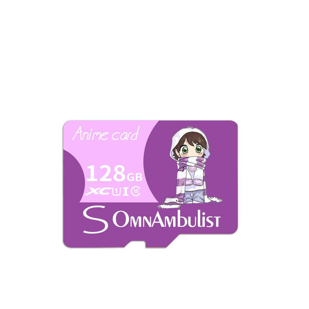 Cartoon Purple Girl TF Memory Card with Adapter and Card Reader